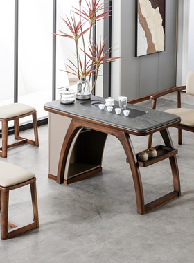 意式极简阳台茶桌椅组合小户型家用实木休闲现代简约办公泡茶台