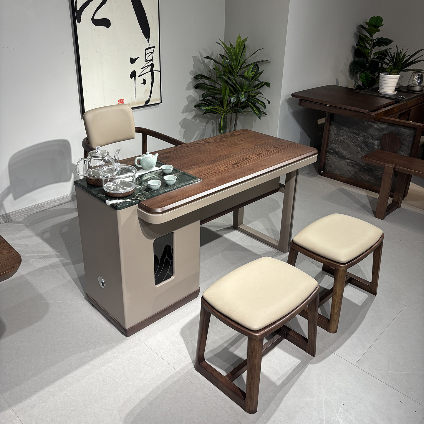 现代简约实木茶桌办公泡茶一桌多用茶台家用客厅泡茶桌椅组合