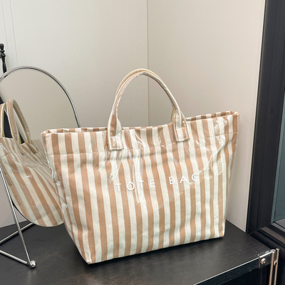 大容量时尚拼接帆布手提托特包