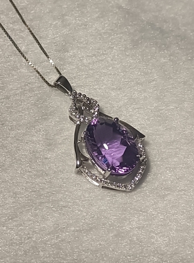 紫水晶925银饰吊坠
