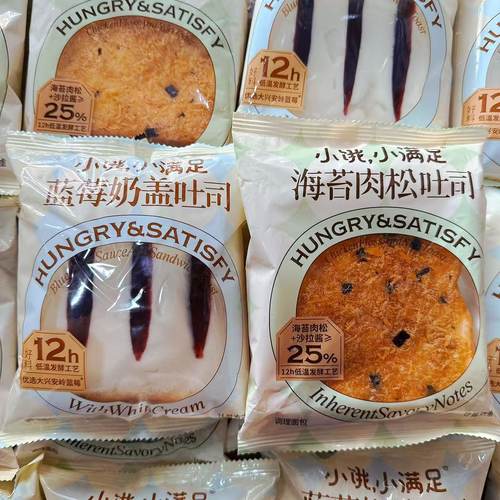 小饿小满足蓝莓奶盖吐司袋装海苔肉松吐司面包早餐代餐休闲零食