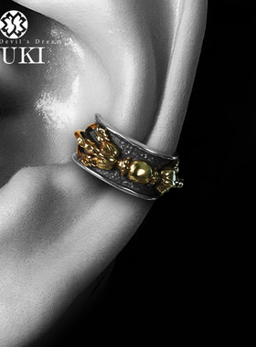 YUKI925银耳夹男女小众设计感轻奢金刚杵INS个性复古无耳洞耳骨夹