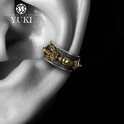 YUKI925银耳夹男女小众设计感轻奢金刚杵INS个性复古无耳洞耳骨夹