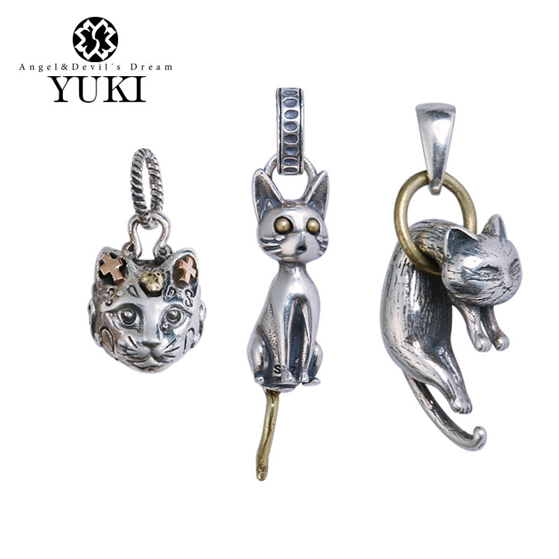 YUKI纯银吊坠项链猫饰品情侣男女嘻哈配饰情侣礼物吊坠INS潮配饰