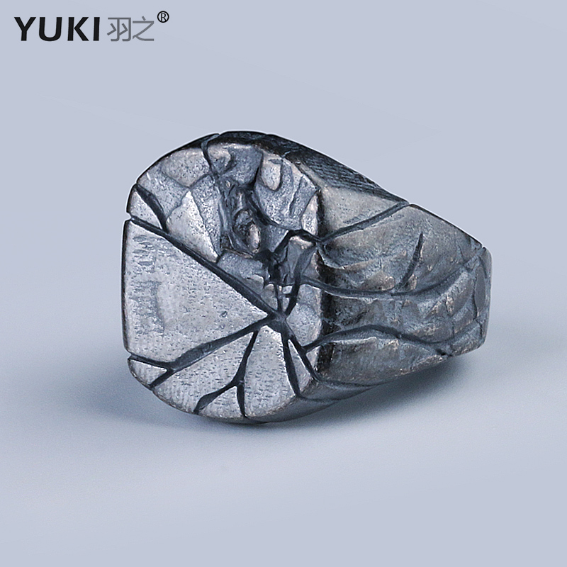 YUKI男士霸气925纯银戒指力量石银饰品潮男女食指戒子男生礼物