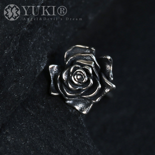 YUKI男女925纯银耳钉气质情侣暗黑玫瑰哥特银饰潮人INS冷淡风耳丁