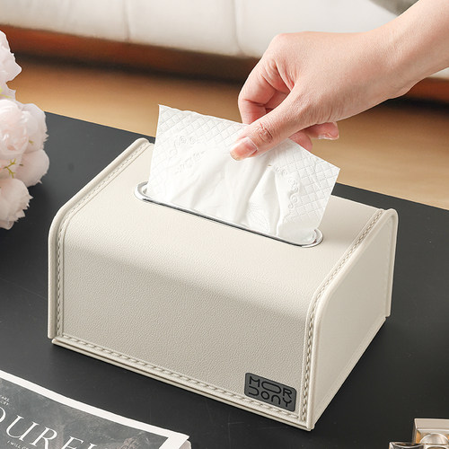 仿皮纹纸巾盒自动升降