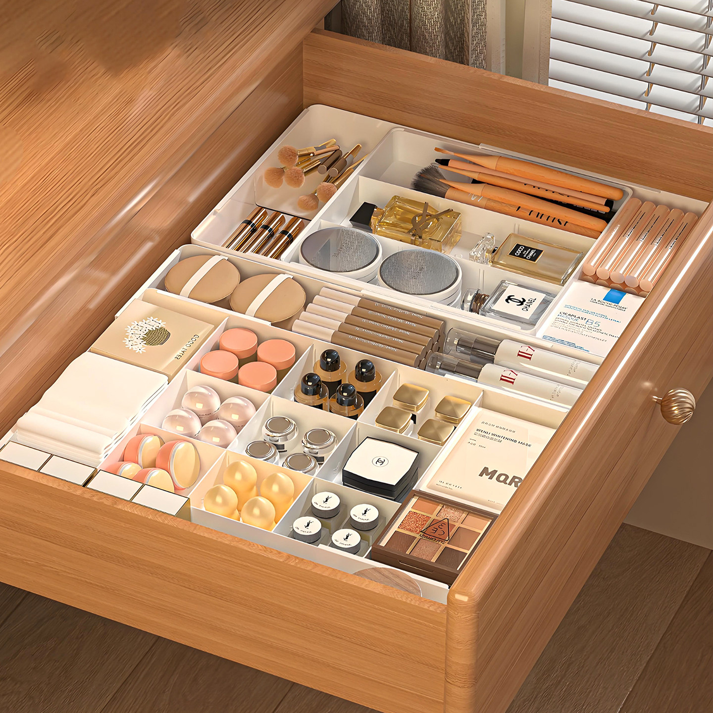 抽屉内置分隔收纳盒可伸缩内置隔板梳妆台化妆品口红分格分类宿舍,收纳整理,桌面收纳盒,淘宝优惠券,粉丝福利购,淘宝优惠卷
