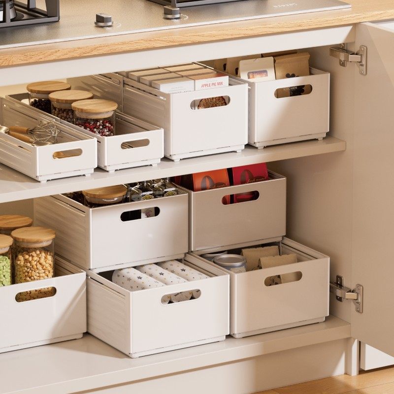 橱柜收纳盒可伸缩厨房杂物收纳筐桌面零食整理盒家用抽屉式储物盒,收纳整理,桌面收纳盒,淘宝优惠券,粉丝福利购,淘宝优惠卷