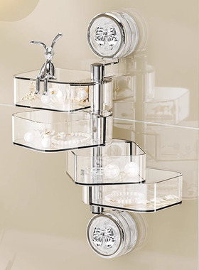 吸盘旋转首饰盒壁挂式卫生间发夹发圈皮筋耳钉耳环发饰饰品收纳盒