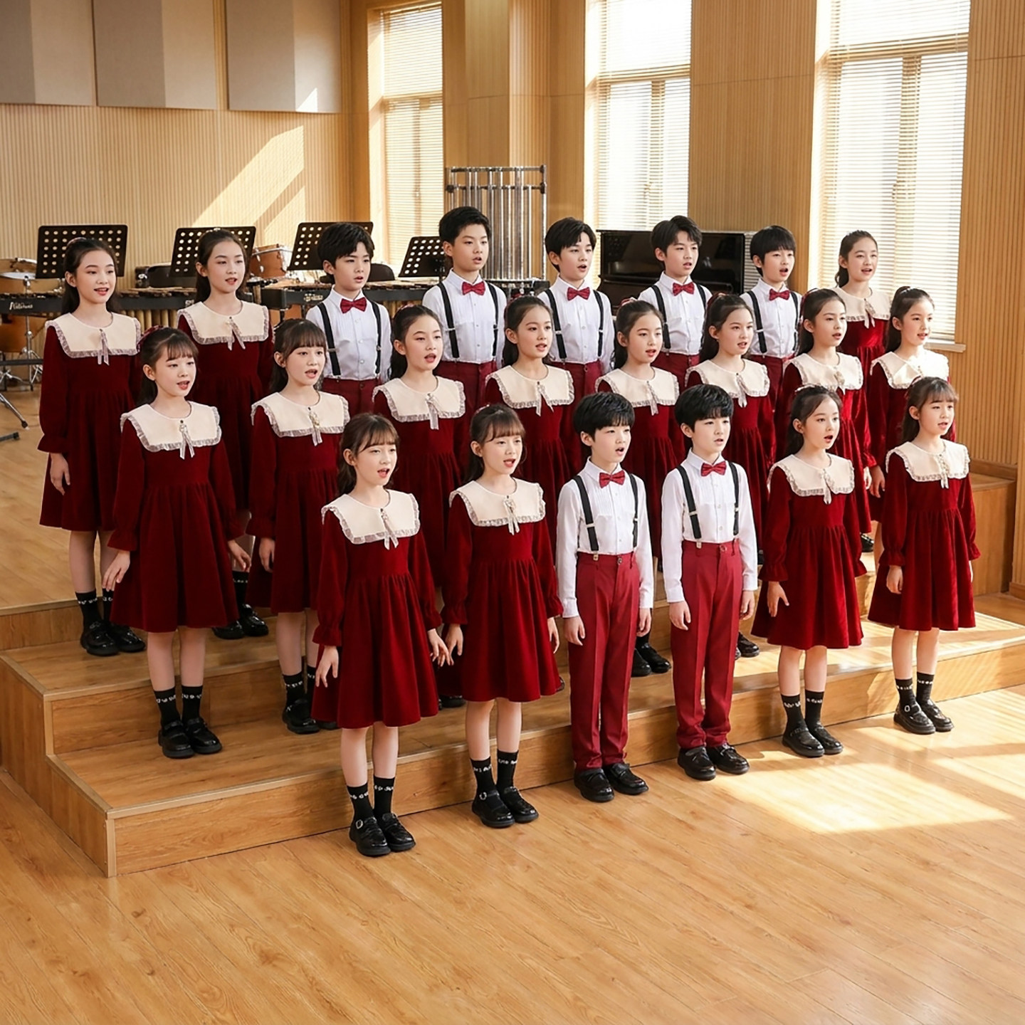 元旦节儿童合唱演出服女童舞蹈裙男童礼服小学生朗诵演讲表演服装