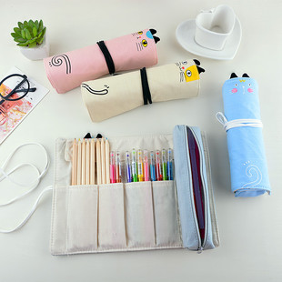 素描笔帘韩国简约女生小清新学生可爱卷笔袋文具袋初中小学铅笔袋