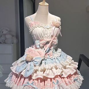洛丽塔house甜美初恋公主蓬蓬巧杏粉连衣裙蓬蓬裙