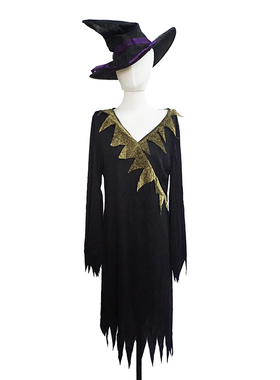 长款黑裙子儿童节万圣节服装成人死神COS黑色哥特风幽灵聚会搞怪