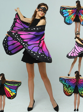 大人双面涤纶蝴蝶天使奇妙仙子丝绸背带翅膀软布舞台表演道具服饰