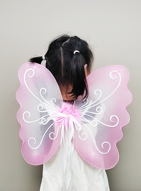 儿童粉色圆花纹翅膀蝴蝶翅膀奇妙仙子舞蹈舞台节日聚会表演出道具