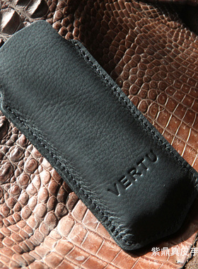 适用于总裁签名版本 皮套 VERTU 手机套 威图M7 K7 专用保护套 真皮手机套 黑色磨砂复古头层牛皮手机壳商务
