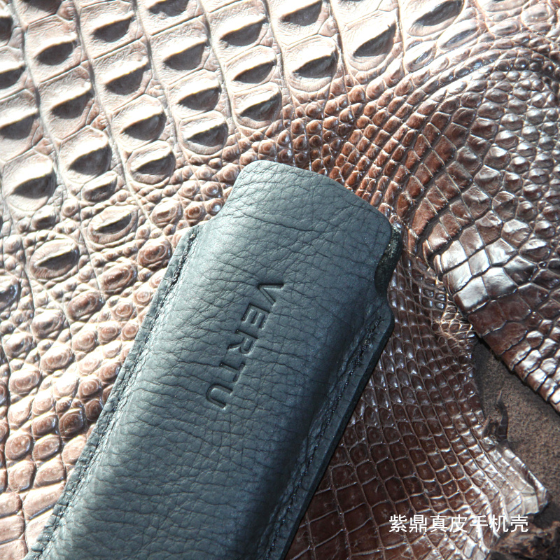 黑色牛皮复古威图直板手机壳