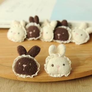 跨境韩版 甜美布艺蕾丝儿童压夹可爱卡通兔子女童胸针包包配饰配件