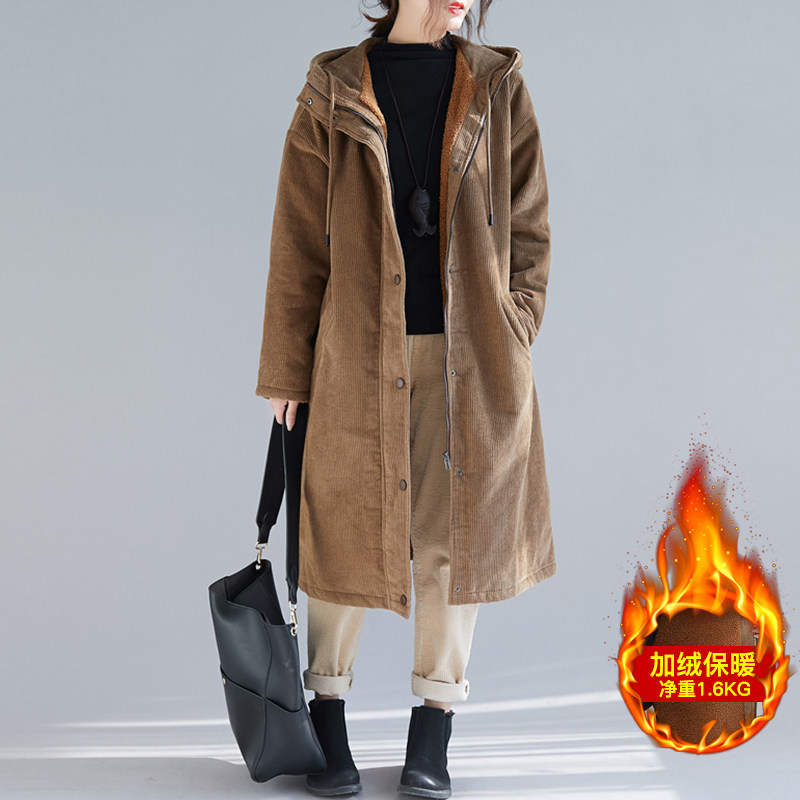 新款冬季中长套款过膝灯芯绒加厚棉衣宽松连帽大码棉服羊羔毛外套,女装/女士精品,棉衣/棉服,淘宝优惠券,粉丝福利购,淘宝优惠卷