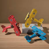 复古铁艺小飞机摩托车黄包车汽车模型装 饰品摆件卧室布置道具