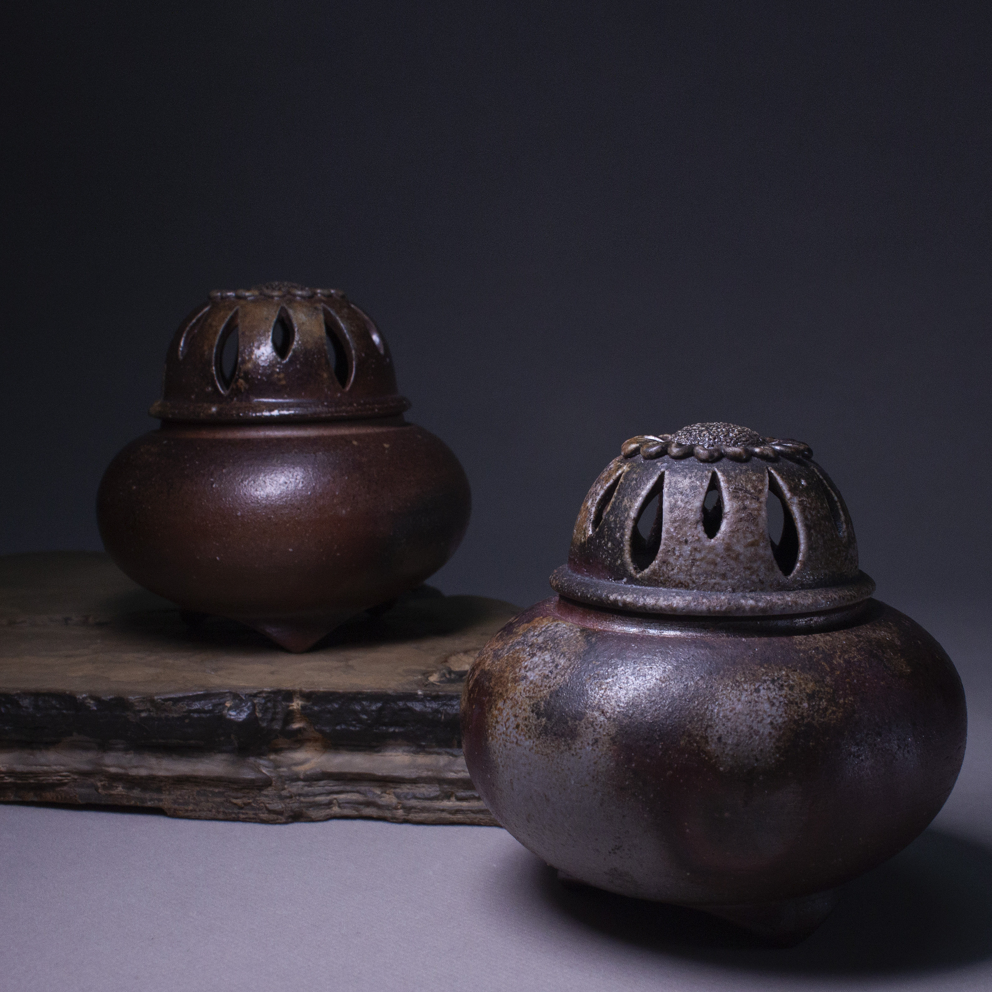 进口备前烧日式陶瓷日本柴烧柴冈香炉香薰炉摆件侘寂古功夫茶具器