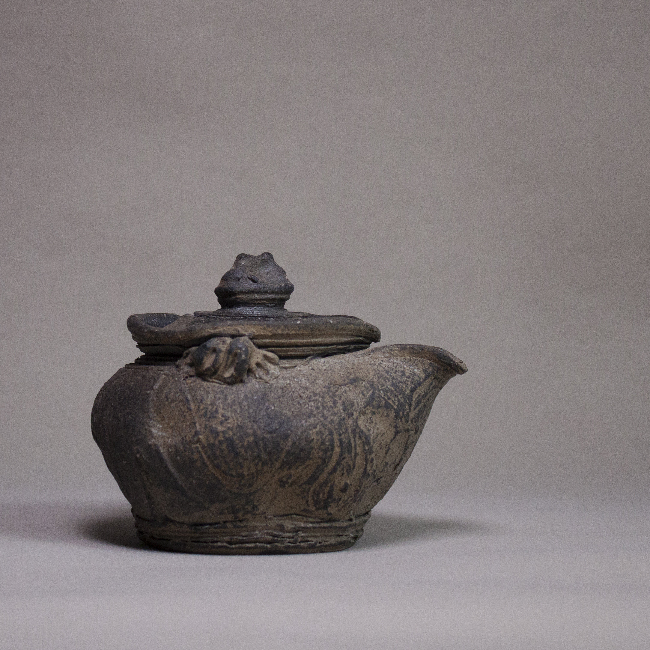 柴烧茶具茶壶六贤手捏陶器宝瓶泡茶壶中式复古侘寂南蛮烧茶小欢