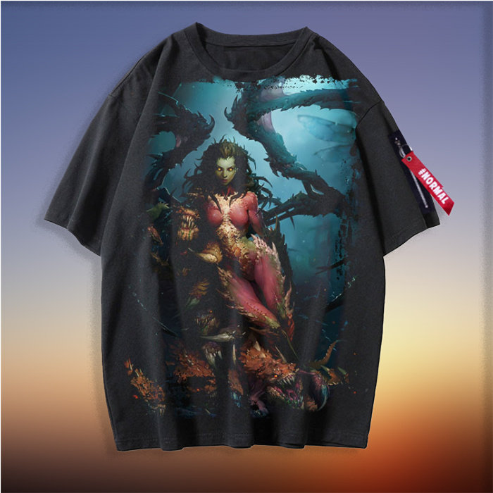 星际争霸 雷诺 刀锋女王 凯瑞甘 泽拉图短袖t恤 衣服周边黑色体恤