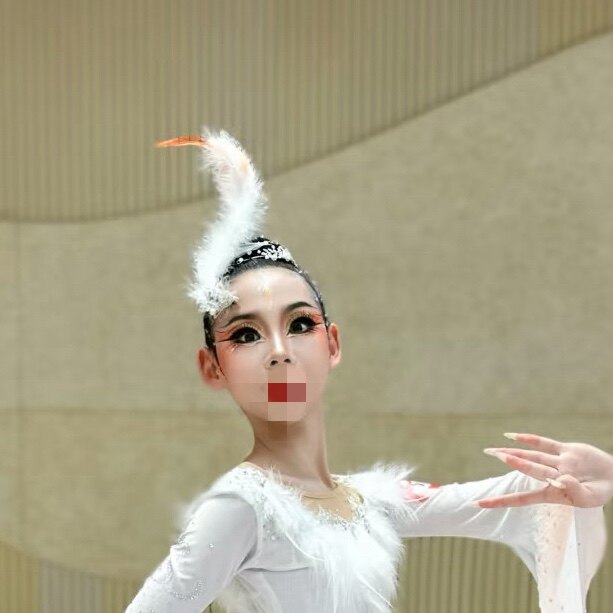 白鹭仙子演出头饰儿童独舞表演羽毛发饰白鹭仙子头艺考生羽毛头饰