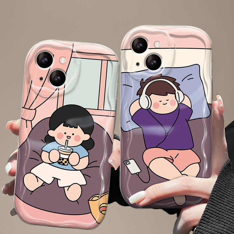 卡通宅家可爱情侣网红iphone15手机壳女苹果14promax适用新品包邮