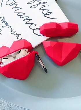 ins立体红色爱心AirPods3保护套女苹果pro耳机壳适用防摔新品包邮