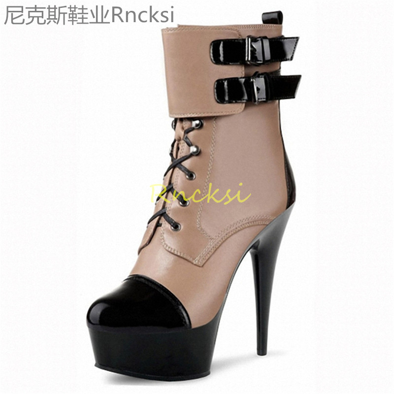 超高跟低筒靴女时尚短靴细跟低筒显瘦拉链骑士靴高跟女防水台新款
