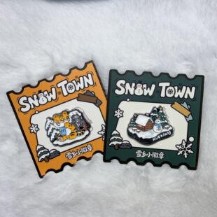 哈尔滨文创雪乡雪人徽章冰箱贴金属磁吸扣冰箱贴旅游纪念品伴手礼