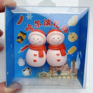 哈尔滨小雪人冰箱贴摆件音乐长廊大雪人摆件冰箱贴一对