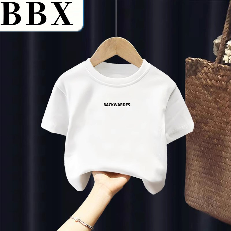 A类儿童短袖t恤纯棉男女童半袖宽松夏季宝宝白色上衣体恤统一班服