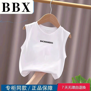 坎肩T恤小男孩宝宝上衣 白色儿童纯棉无袖 a类童装 男童背心女童夏季