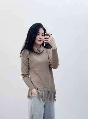 品牌~80羊毛20羊绒个性流苏毛衣