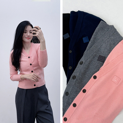 超超超超值~AC经典方块笑脸100羊毛软糯保暖秋冬针织衫毛衣外套