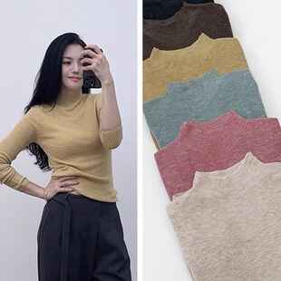 买它！六六力推系列款长袖！软糯弹力修身半高领纯色羊毛打底衫女