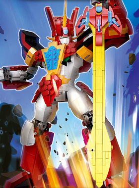 杰星58033大地使者手办国产积木MOC机甲光能使者魔动王拼装模型