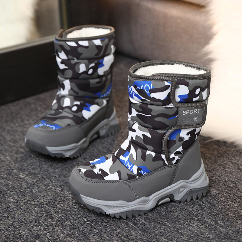 儿童雪地靴冬季新款加绒加厚迷彩雪地靴