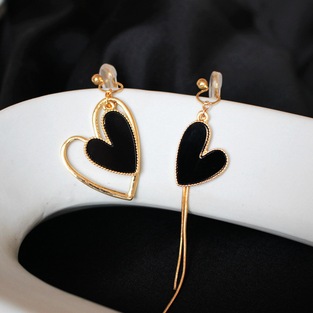 特无耳洞无痛硅胶蚊香盘耳夹耳环百搭长款心形气质韩版复古耳饰