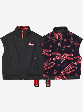 Skechers/斯凯奇正品兔年限定系列女子双面穿裥棉马甲L123W008