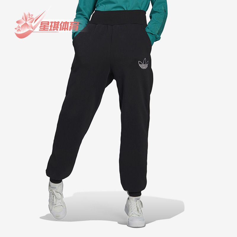 阿迪三叶草女休闲束脚针织长裤