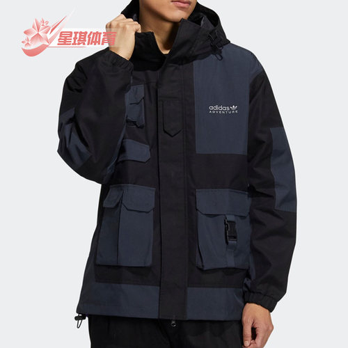 阿迪三叶草男子休闲连帽工装夹克