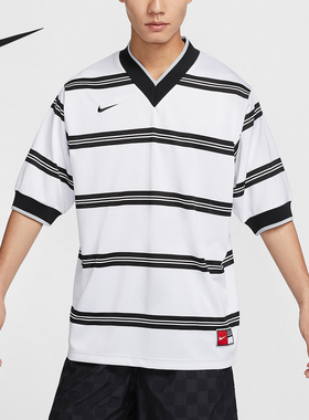 Nike/耐克正品新款男士短袖条纹针织休闲足球上衣FN3512-100