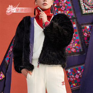 Adidas/阿迪达斯正品三叶草女士人造毛皮运动时尚外套IX4226