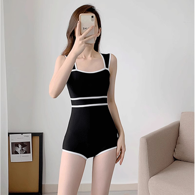 维多利亚黑色连体保守泳衣女