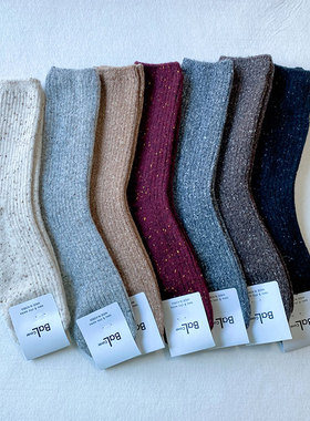 新BAL韩国东大门羊毛袜女杂线点点螺纹百搭加厚保暖中筒袜秋冬款