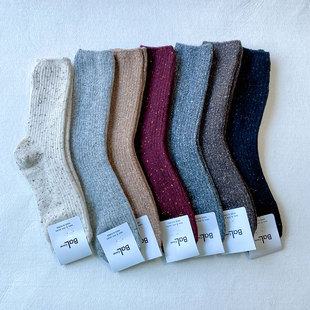 新BAL韩国东大门羊毛袜女杂线点点螺纹百搭加厚保暖中筒袜秋冬款